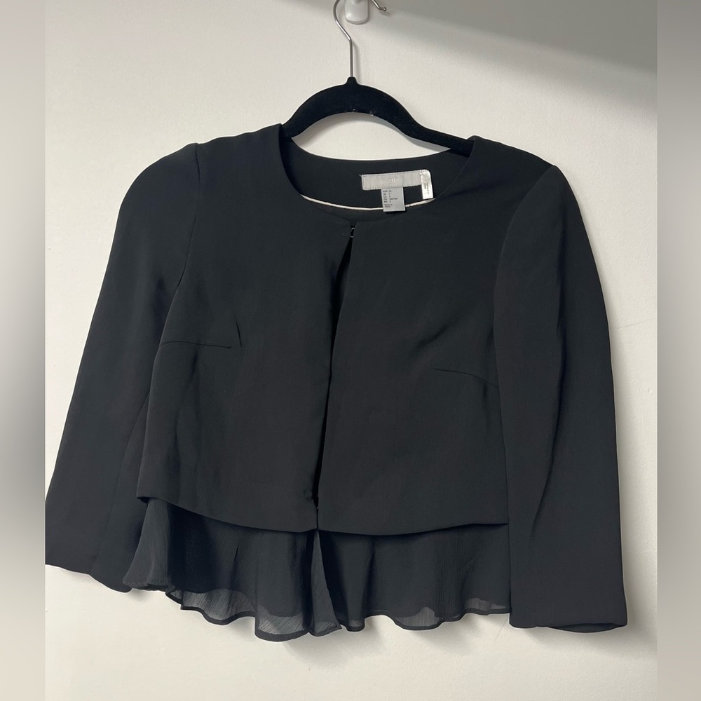 H&M Black Blazer with Sheer Hem
